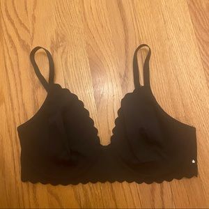 Unlined Black Scalloped Neckline Bra